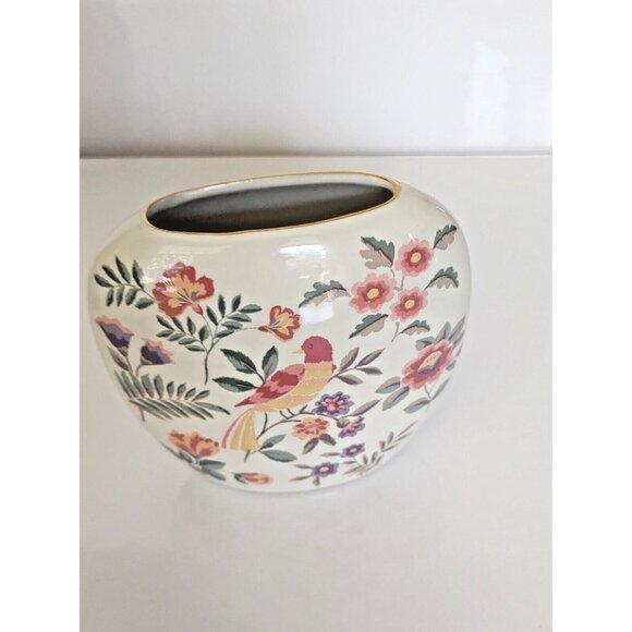 Japanese Otagiri Vase, Otagiri Royal Garden Floral Pillow Vase 4 1/2" - Picture 5 of 13